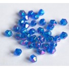 Akryylibicone 4mm sininen, sateenkaari kiilto, 100 kpl 