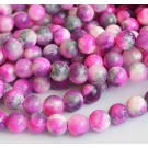 Jade 10mm kivihelmi, värjätty vaaleanpunainen-harmaa-valkoinen,  pakkauksessa 10 kpl