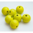 Puuhelmi pyöreä 12mm vaalea keltaisenvihreä, reikä 3mm, 1 kpl