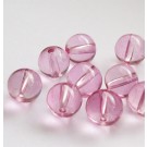 Sileä pyöreä lasihelmi  10mm, vaaleanpunainen,  1 kpl