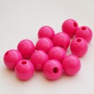 Akryylihelmi 12mm pyöreä pinkki, reikä 3,2-3,5mm, 1 kpl