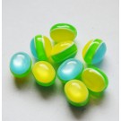Muovihelmi (resin)  10x8mm  sinisen-vihreän-keltaisen raidallinen, 1 kpl