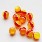 Muovihelmi (resin) pyöreä 8mm  punaisen-keltaisen-oranssin raidallinen, 1 kpl