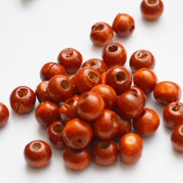 Wooden bead 7-8mm orange, hole 1.5mm, 20 pcs in a pack