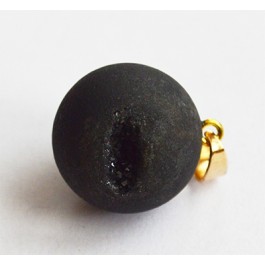 Agate pendants 24x20mm electroplated, black, matte style, with golden iron findings, 1 pcs