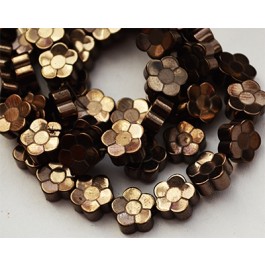 Synthetic Hematite beads Flower 8x3mm non-magnetic, brown, hole 1 mm, 10 pcs