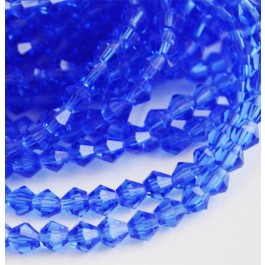 Glass bicone beads 4x4mm faceted blue, 10 pcs
