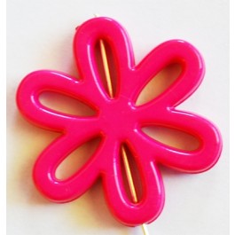 Acrylic beads flower 31x28x4mm, hot pink, hole 1,5mm, 2 pcs