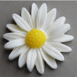Resin cabochons Flower 26x27mm white, no hole, 1 pcs