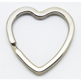 Iron split key rings, Heart, platinum color, 31x31x3mm, 1 pcs