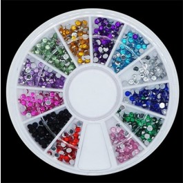 Klaaskristallid 1,5-2,5mm, liimitavad, 12 värvi, 1 karp