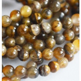 Tiger Eye beads 4mm natural yellow, - 10 pcs