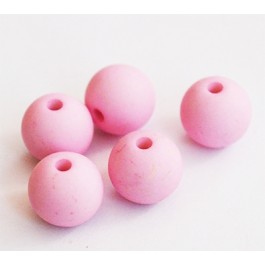 Acrylic bead 10mm frosted pink, hole 2mm, pack of 10 pcs