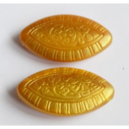 Acrylic bead 30x17mm matted gold, hole 1.5mm, pack of 2 pcs