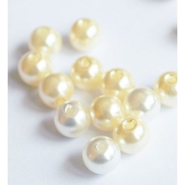 Acrylic pearl 8mm creamy white, hole 2mm, pack of 15 pcs