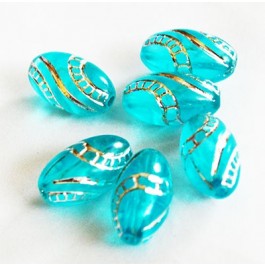 Acrylic beads oval 13x7mm, hole 1.6mm, blue, pack of 8 pcs