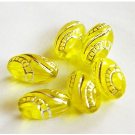 Acrylic beads oval 13x7mm, hole 1.6mm, yellow, pack of 8 pcs