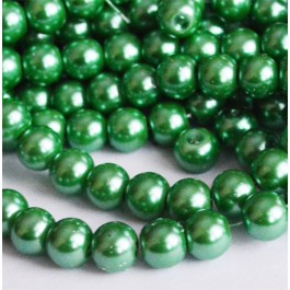 Glass pearls 8mm green, 10 pcs