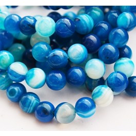 Agate beads 8mm dyed, natural stone, blue,  1 pcs