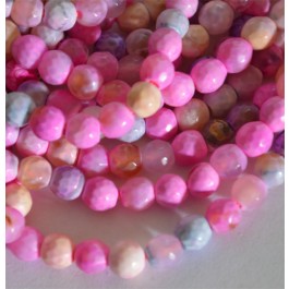 Agate beads 6mm natural, round, dyed, pink,  1 pcs