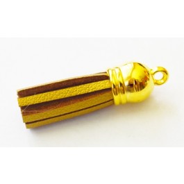 Tassel suede pendants 37x10mm polyester  golden, 1 pcs