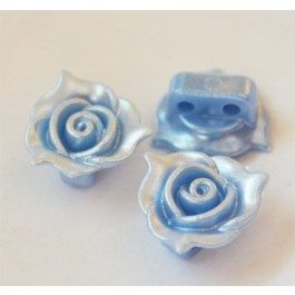 Acrylic links 14x14x7mm flower, blue, imitation pearl, multi-strand, hole 2mm, 1pcs