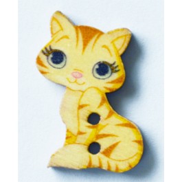Wood sewing button 27x20mm Cat, 1 pcs