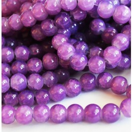 Crackle glass beads 8mm  imitation jade, lilac, 10 pcs