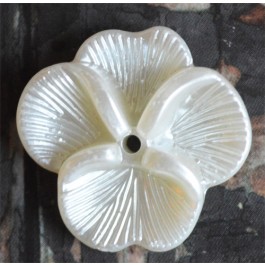 Acrylic beads Flower 22x21mm white, imitation pearl, 1 pcs