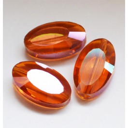 Lihvitud ovaalne-tilgakujuline klaashelmes 18x10mm punakas-oranž, 1 tk