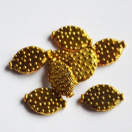 Ant.kuldne ovaalne lapik metallhelmes 15x10mm, 1 tk