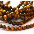 Tiger's eye beads 4mm natural stone, hole 1mm, 20 pcs in a pack