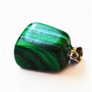 Malachite pendant 26x11mm synthetic stone with brass hook, 1 pc per pack