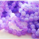 Glass bead round 8mm purple, translucent moon glass, hole 1mm, 10 pcs in a pack