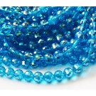 Faceted glass beads 10mm blue, AB gloss, hole 1mm, pack of 10 pcs