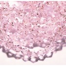 Crystal bicone glass beads 4x4mm, pink, faceted, hole 1mm,  20 pcs