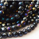 Faceted glass beads 10mm black, AB gloss, hole 1mm, pack of 10 pcs