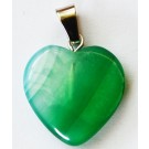  Agate pendant, dyed, with Stainless Steel snap on bails, Heart, green, natural, 22x21mm.  1 pcs