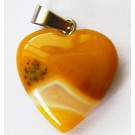 Agate pendant, dyed, with Stainless Steel snap on bails, Heart, yellow, natural, 22x21mm.  1 pcs