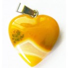 Agate pendant, dyed, with Stainless Steel snap on bails, Heart, yellow, natural, 22x21mm.  1 pcs