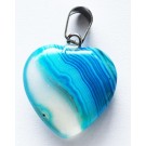 Agate pendant, dyed, with Stainless Steel snap on bails, Heart, natural, 22x21mm,  1 pcs