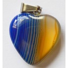 Agate pendant, dyed, with Stainless Steel snap on bails, Heart, natural stone, 22xx21mm,  1 pcs