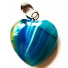 Agate pendant, dyed, with Stainless Steel snap on bails, Heart, natural stone, 22xx21mm,  1 pcs