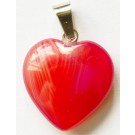 Agate pendant, dyed, with Stainless Steel snap on bails, Heart, natural stone, 22xx21mm,  1 pcs