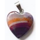 Agate pendant, dyed, with Stainless Steel snap on bails, Heart, natural stone, 22xx21mm,  1 pcs