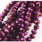Glass beads 6x4mm faceted, abacus, purple, hole 1 mm, 10 pcs