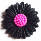 Resin cabochons flower 27x27mm black, 1 pcs