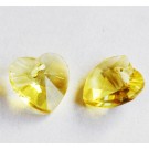 Glass pendants faceted Heart 10x10mm, light yellow, hole: 1mm, 2 pcs