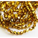 Faceted glass bicone beads 4mm golden, 10 pcs