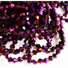 Faceted glass bicone beads 4mm purple, 10 pcs